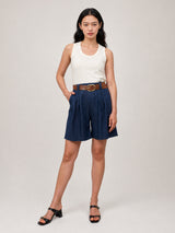 Short large en coton ceinturé TDM55525-4