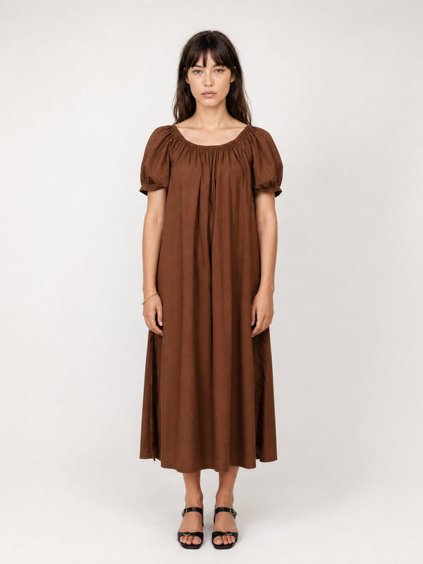 Robe longue fluide à col élastiqué TDM55826-3