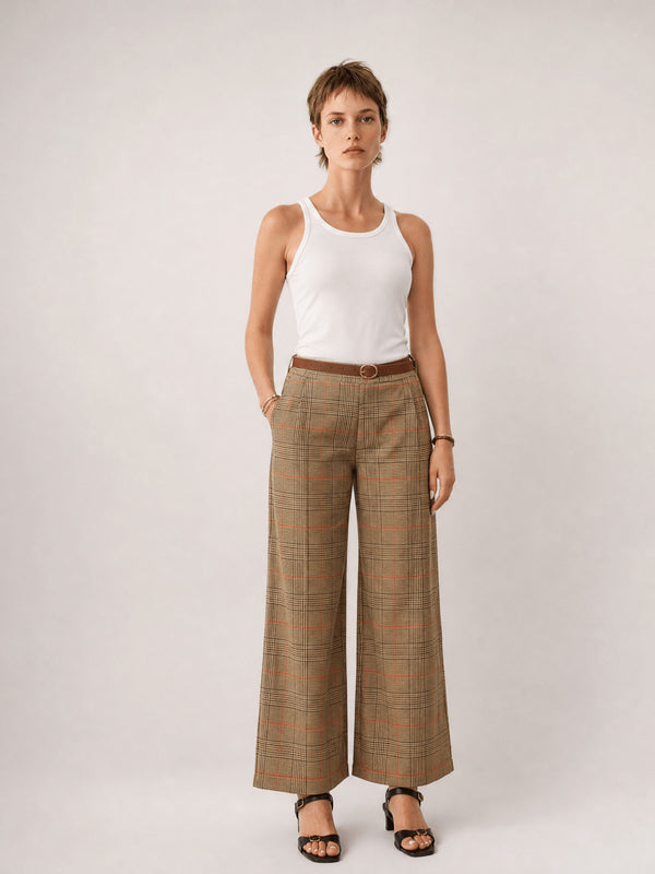 Pantalon large à carreaux – TDM78223-15