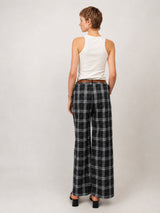 Pantalon large à carreaux ceinturé – TDM78223-16