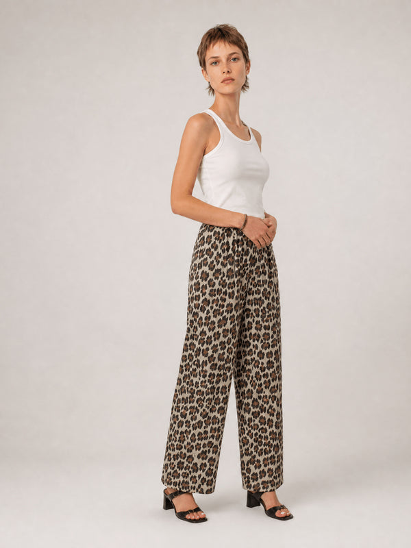 Pantalon large léopard ceinturé – TDM78223-19