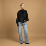 Satin shirt with lavallière collar TDM86525-2