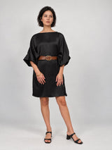 Robe satinée ample et ceinturée – THS35526RP