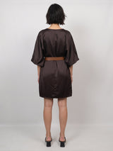 Robe satinée ample et ceinturée – THS35526RP