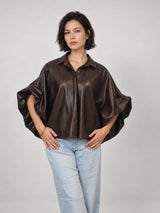 Chemise ample en similicuir effet autruche – THS38726PE11