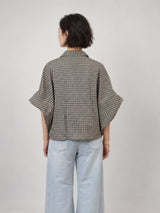 Chemise ample à carreaux et manches bouffantes – THS38726Q11