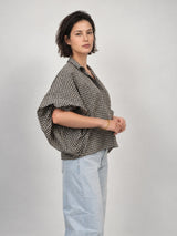 Chemise ample à carreaux et manches bouffantes – THS38726Q11