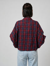 Chemise fluide à carreaux, manches bouffantes – THS38726Q15