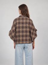 Chemise ample à carreaux et manches bouffantes – THS38726Q55