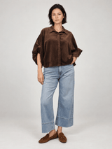 Chemise velours à manches bouffantes – THS38726VE5