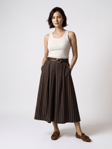 Jupe longue évasée à rayures et ceinture – THS52123RG2