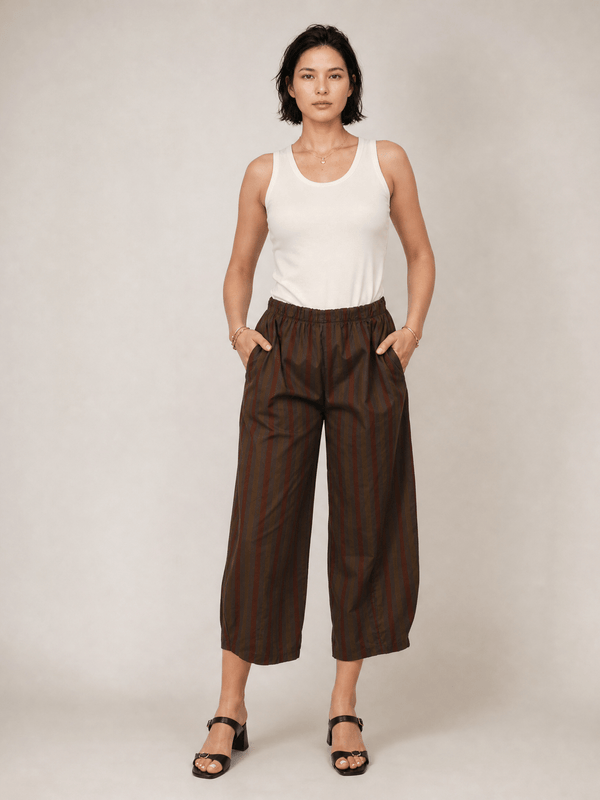 Pantalon large à rayures multicolores – THS67625-23