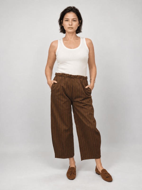 Pantalon ample à rayures verticales et taille élastique – THS67625BE2