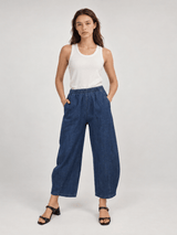 Pantalon denim taille élastiquée – THS67625J