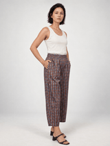 Pantalon en coton à carreaux taille élastiquée — THS67625PC158