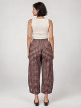 Pantalon en coton à carreaux taille élastiquée — THS67625PC158