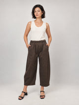 Pantalon large à carreaux et taille élastiquée – THS67625PO1