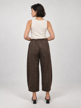Pantalon large à carreaux et taille élastiquée – THS67625PO1