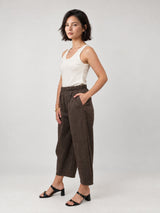 Pantalon large à carreaux et taille élastiquée – THS67625PO1