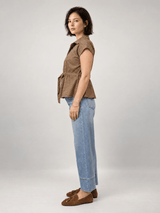 Veste légère pied-de-poule à ceinture nouée – THS72626P08