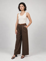 Pantalon large à pinces avec ceinture – THS78223FL1