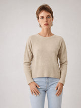 Pull en maille souple à col rond et bas côtelé YF570294