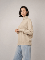 Pull col roulé à détails côtelés graphiques – YF570732