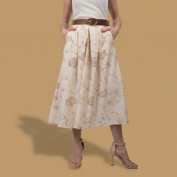Floral midi skirt with included belt TDM52123-67