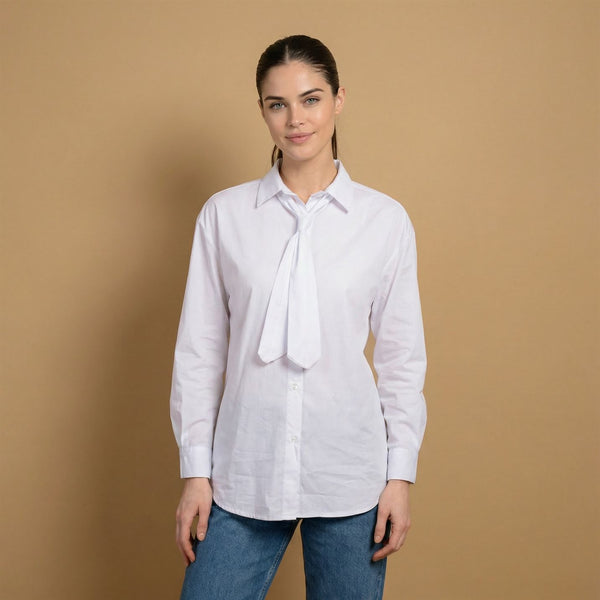 Straight-cut shirt with tie collar TDM56222