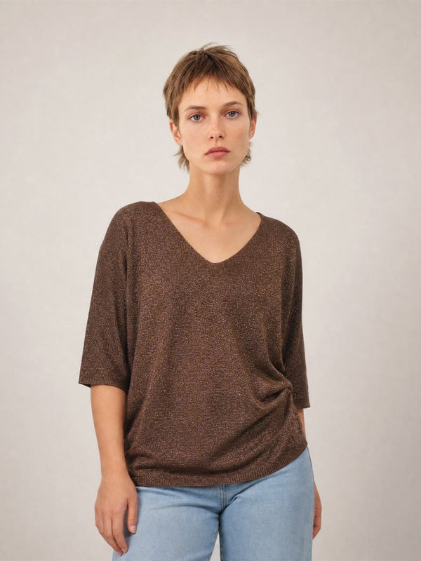 Pull brillant col V CA6951
