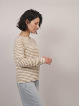 Pull rayé en laine et cachemire à col bateau – HYC6631
