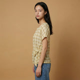 Plaid top tied at the side TDM09026