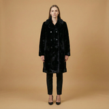 Long double-breasted faux fur coat CLG2511