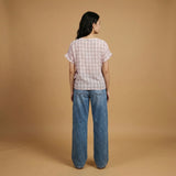 Plaid top tied at the side TDM09026