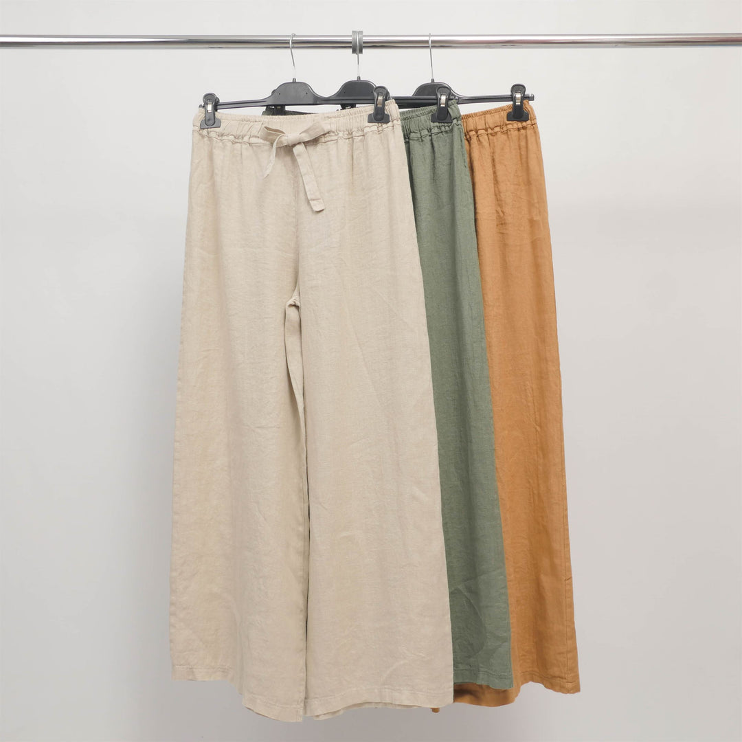 Wide natural linen pants TDM23825