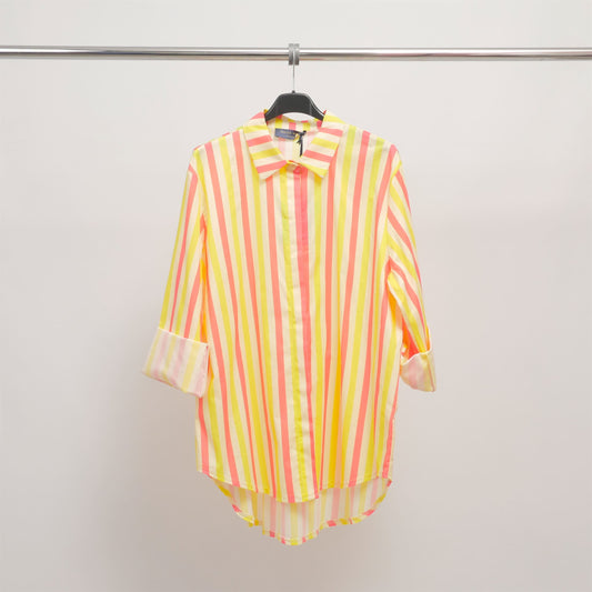 Chemise oversize à rayures multicolores pastel TDM50320-49