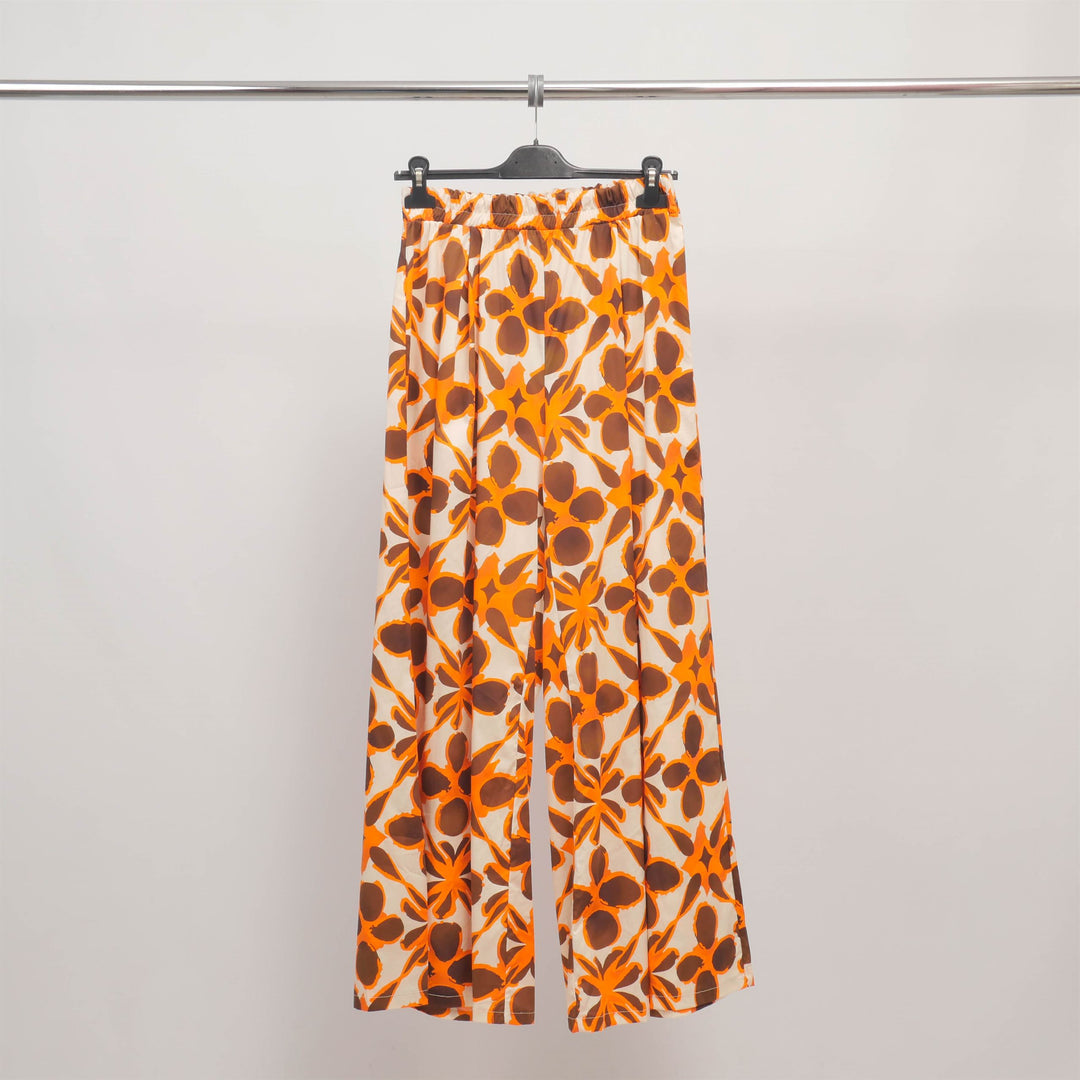 Wide-leg floral print trousers with elasticated waist TDM19123-6