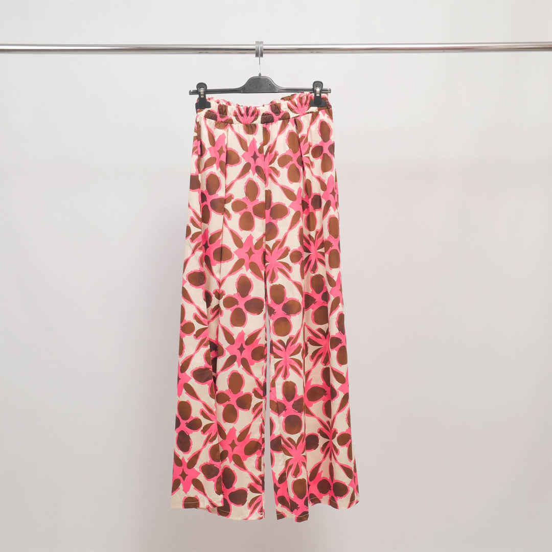 Wide-leg floral print trousers with elasticated waist TDM19123-6