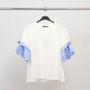 T-shirt manches à volants rayés et sequins - TDM16724