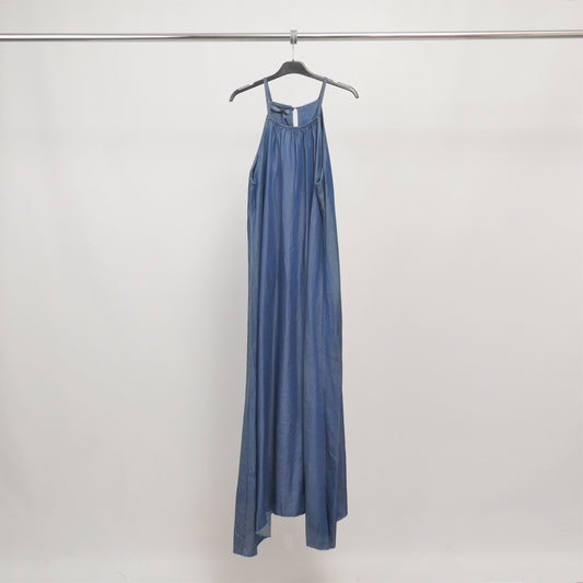 Robe longue en lyocell bleu indigo – TDMK513-7