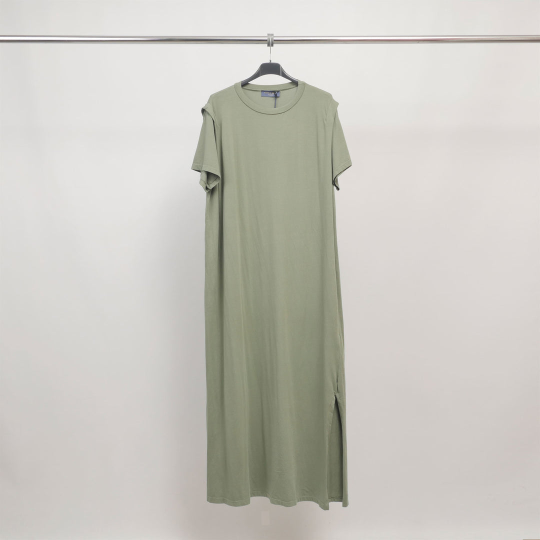 Robe t-shirt longue fendue en jersey doux - TDM20524-3