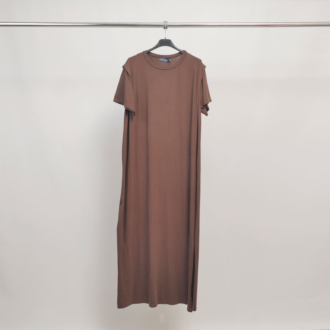 Robe t-shirt longue fendue en jersey doux - TDM20524-3