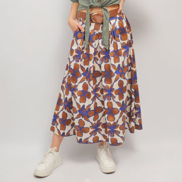 Jupe midi imprimé floral ceinturée  TDM52123-23