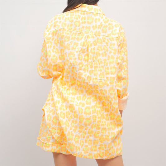 Chemise imprimé léopard pastel en coton TDM50320-7
