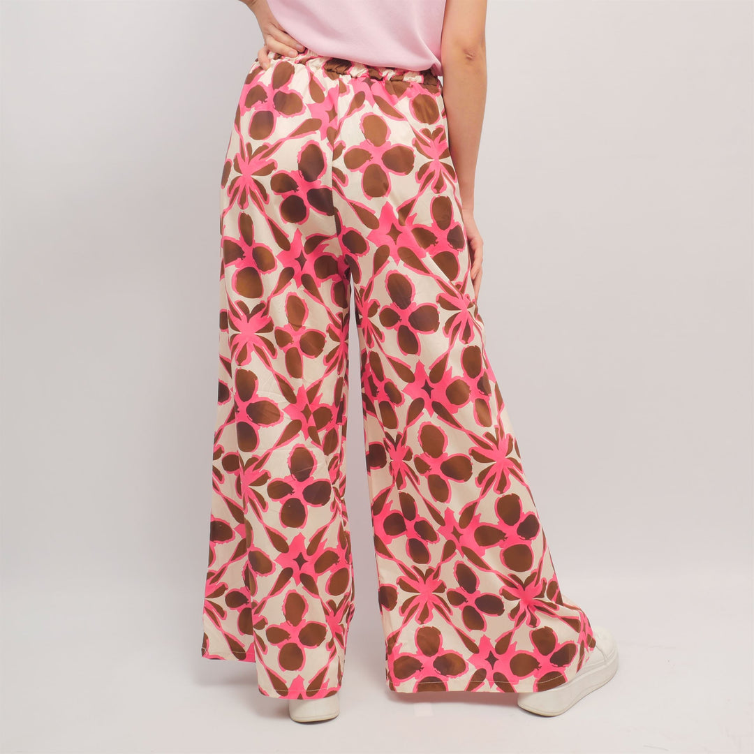 Wide-leg floral print trousers with elasticated waist TDM19123-6