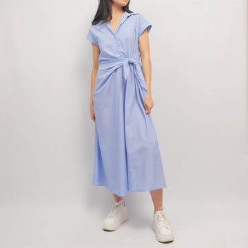 Robe chemise à rayures ceinturée bleu ciel TDM23824