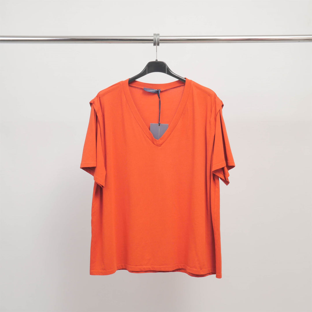 Loose V-neck T-shirt in stretch cotton - TDM31925