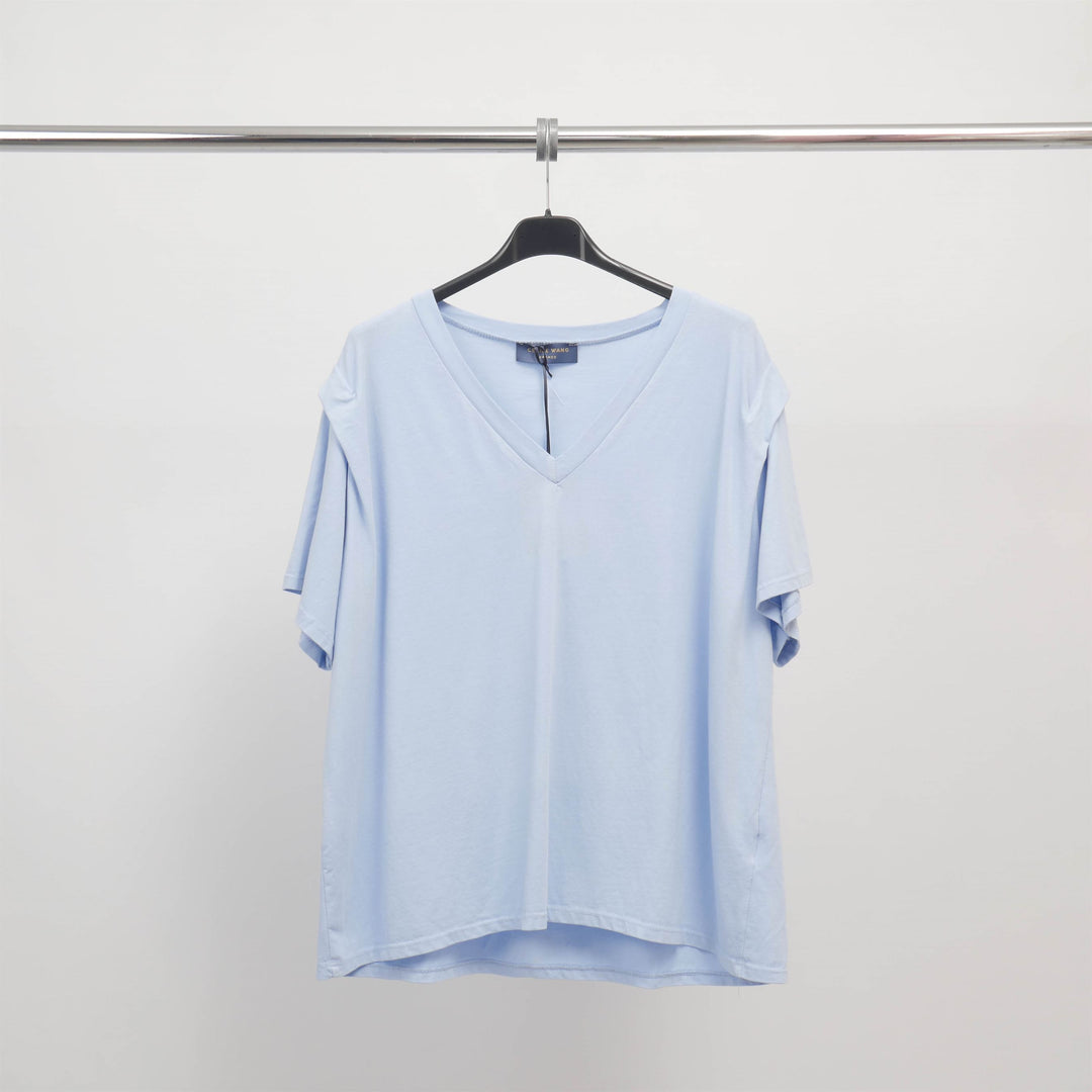 Loose V-neck T-shirt in stretch cotton - TDM31925