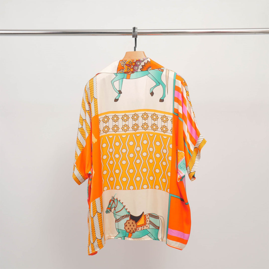 Oversized equestrian print shirt in viscose silk - KD7607VS-20