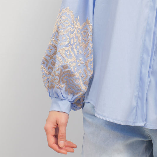 Chemise manches brodées coton TDM50722-8
